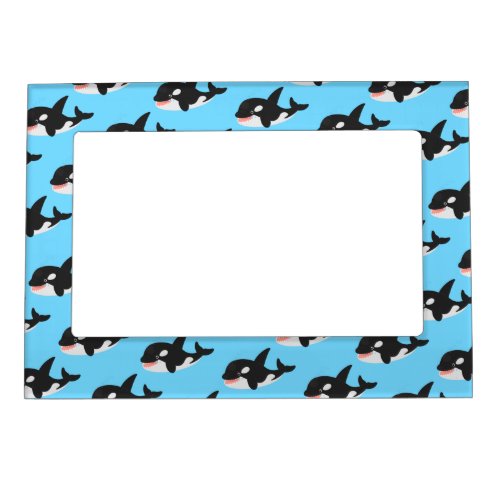 Funny killer whale orca cute cartoon illustration magnetic frame