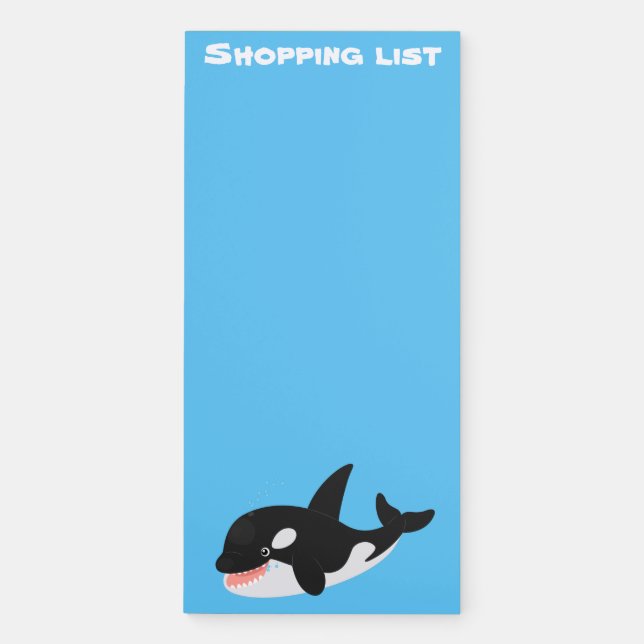 Funny killer whale orca cute cartoon illustration magnetic notepad (Front)
