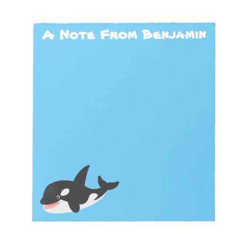 Funny killer whale orca cute cartoon illustration notepad