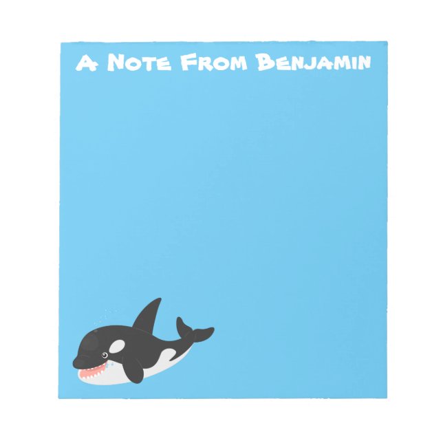 Funny killer whale orca cute cartoon illustration notepad (Front)