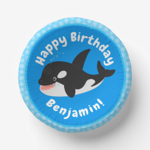 Funny killer whale orca cute cartoon illustration paper bowls