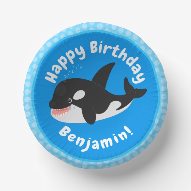 Funny killer whale orca cute cartoon illustration paper bowls (Front)