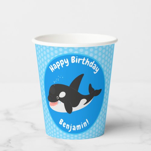 Funny killer whale orca cute cartoon illustration paper cups