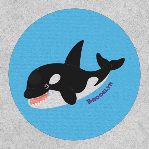 Funny killer whale orca cute cartoon illustration  patch