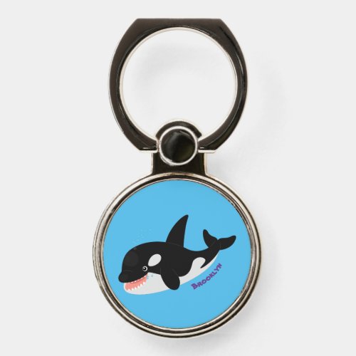 Funny killer whale orca cute cartoon illustration phone ring stand