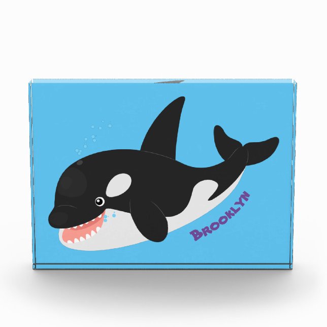 Funny killer whale orca cute cartoon illustration photo block (Front)