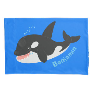 Funny killer whale orca cute cartoon illustration pillow case