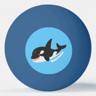 Funny killer whale orca cute cartoon illustration ping pong ball