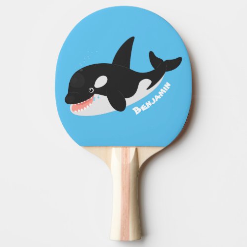 Funny killer whale orca cute cartoon illustration ping pong paddle