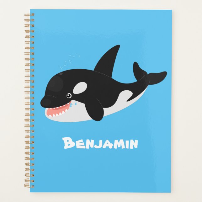 Funny killer whale orca cute cartoon illustration planner (Front)
