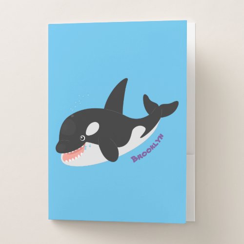 Funny killer whale orca cute cartoon illustration pocket folder