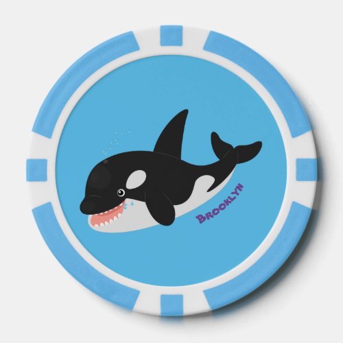 Funny killer whale orca cute cartoon illustration poker chips