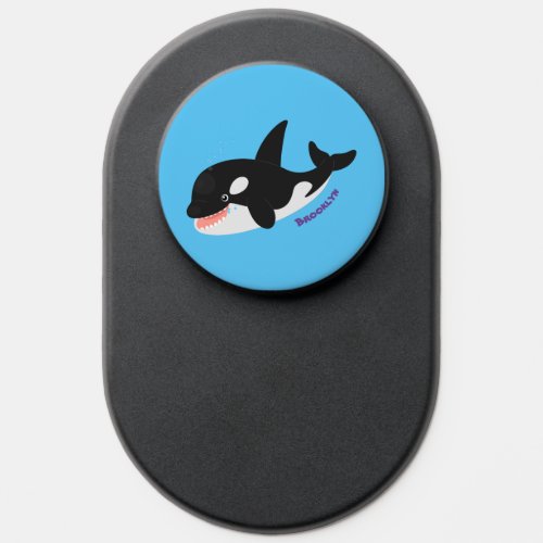 Funny killer whale orca cute cartoon illustration PopSocket