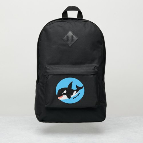 Funny killer whale orca cute cartoon illustration port authority backpack