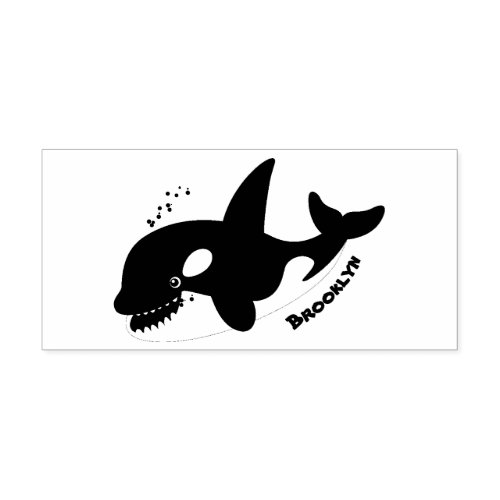 Funny killer whale orca cute cartoon illustration  rubber stamp