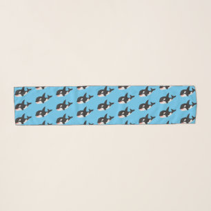 Funny killer whale orca cute cartoon illustration scarf