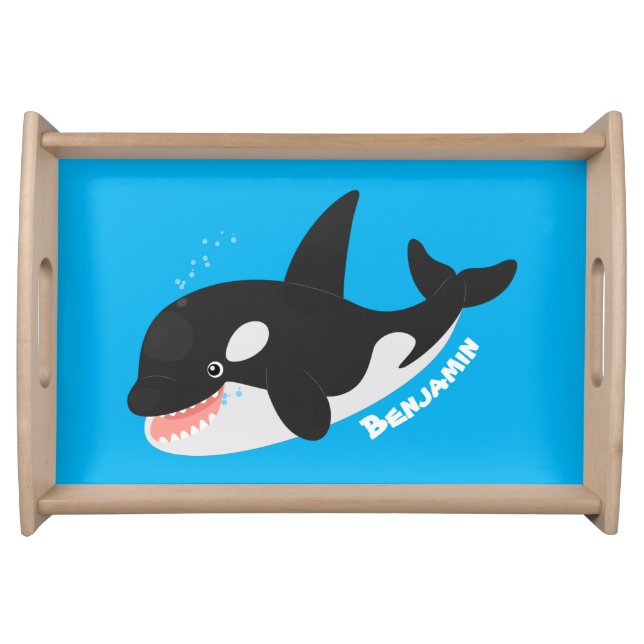 Funny killer whale orca cute cartoon illustration serving tray (Front)