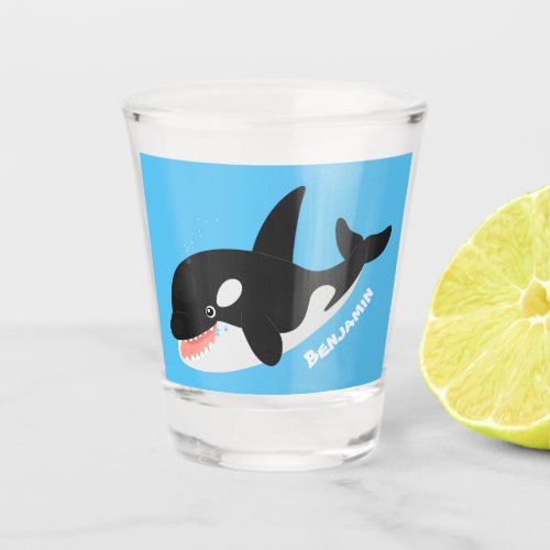 Funny killer whale orca cute cartoon illustration shot glass