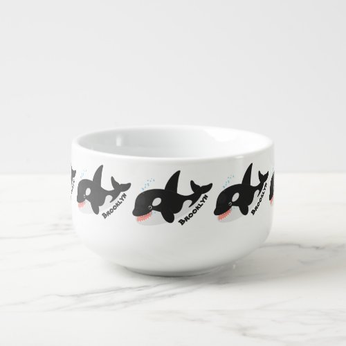 Funny killer whale orca cute cartoon illustration soup mug