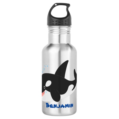 Funny killer whale orca cute cartoon illustration stainless steel water bottle