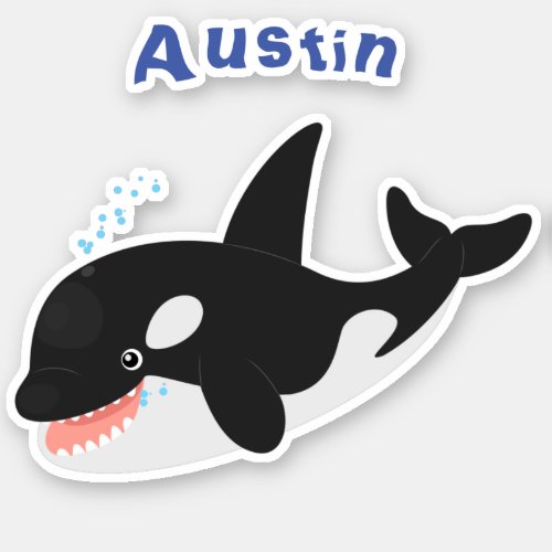 Funny killer whale orca cute cartoon illustration sticker