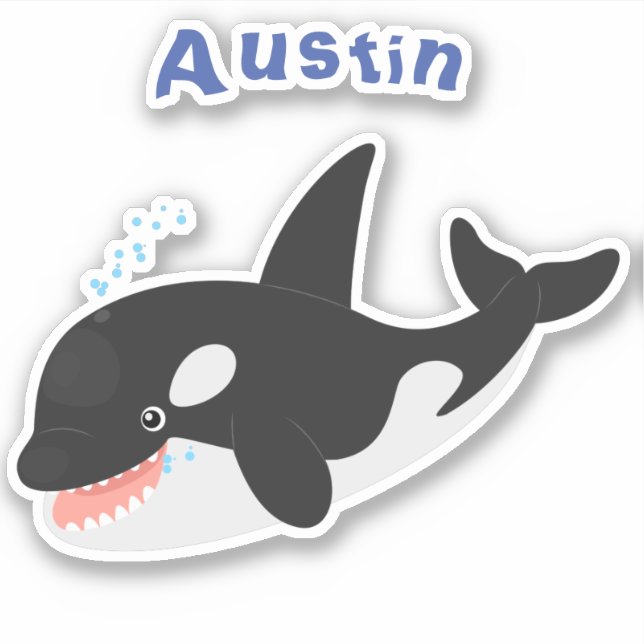 Funny killer whale orca cute cartoon illustration sticker (Front)