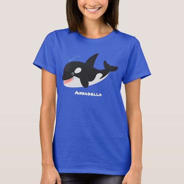 Funny killer whale orca cute cartoon illustration T-Shirt (Front)