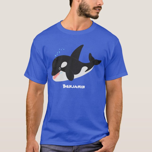 Funny killer whale orca cute cartoon illustration T-Shirt (Front)