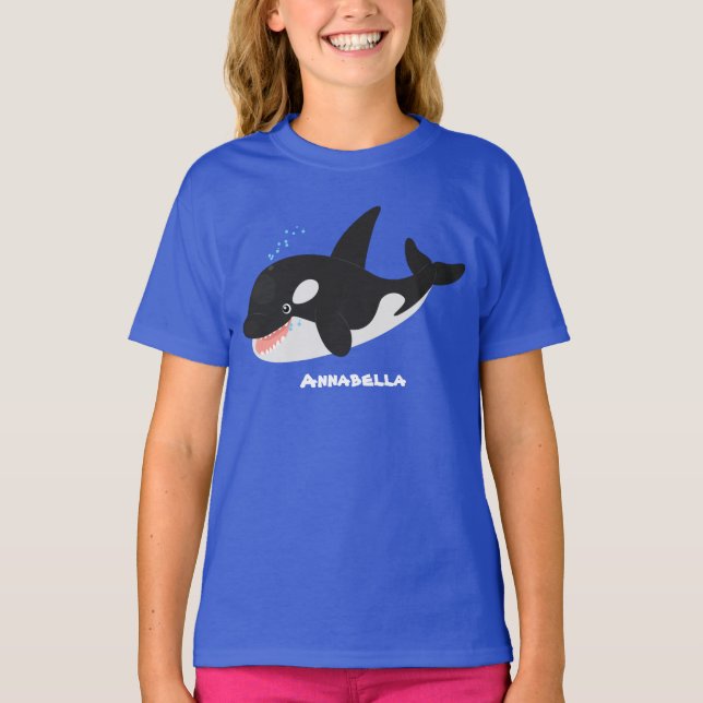 Funny killer whale orca cute cartoon illustration T-Shirt (Front)