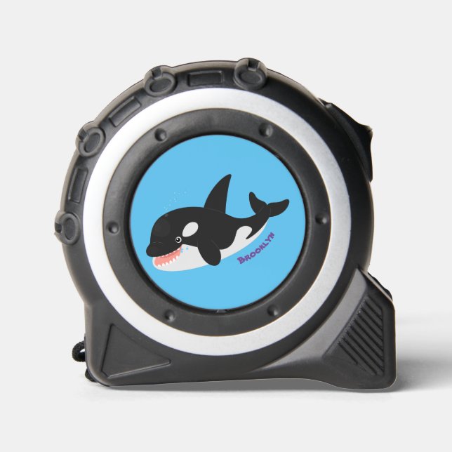 Funny killer whale orca cute cartoon illustration tape measure (Front)