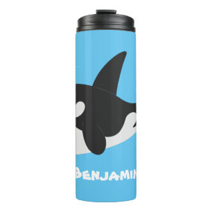 Funny killer whale orca cute cartoon illustration thermal tumbler