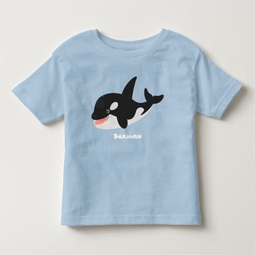 Funny killer whale orca cute cartoon illustration toddler t_shirt