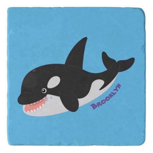 Funny killer whale orca cute cartoon illustration trivet