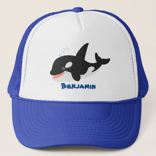 Funny killer whale orca cute cartoon illustration trucker hat