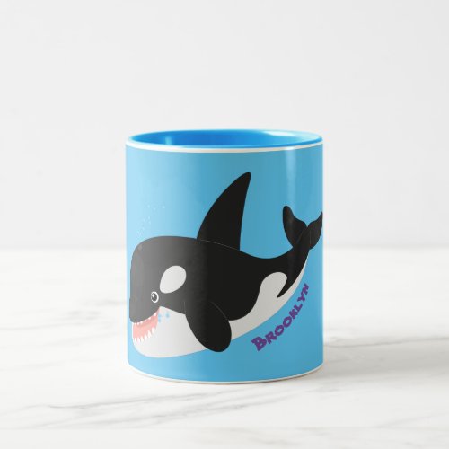 Funny killer whale orca cute cartoon illustration Two_Tone coffee mug
