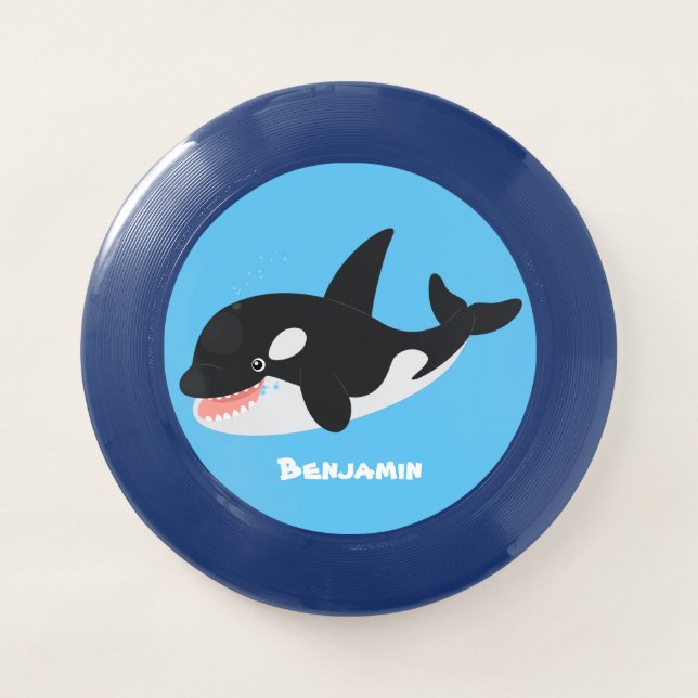Funny killer whale orca cute cartoon illustration Wham-O frisbee (Front)