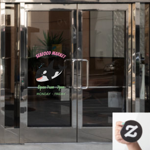 Funny killer whale orca cute cartoon illustration window cling