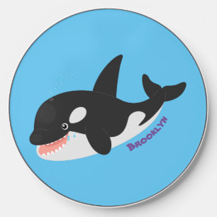 Funny killer whale orca cute cartoon illustration wireless charger