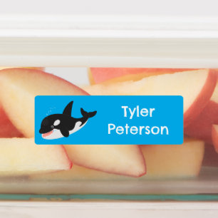 Funny killer whale orca cute cartoon personalized  labels