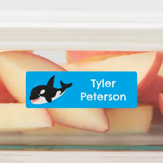 Funny killer whale orca cute cartoon personalized  labels (Affixed)