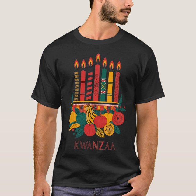 Funny Kinara Seven Candles Kwanzaa Celebration 2  T-Shirt (Front)