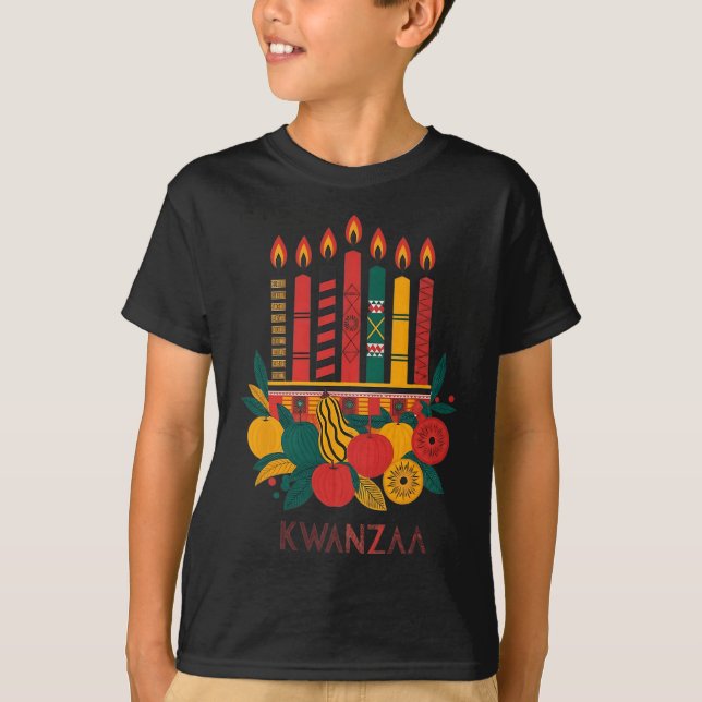 Funny Kinara Seven Candles Kwanzaa Celebration 2  T-Shirt (Front)