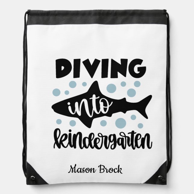 Funny Kindergarten Gift Drawstring Bag (Front)