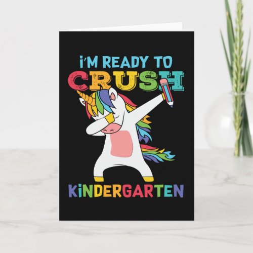 Funny Kindergarten Kid Back School Unicorn Dabbing Card