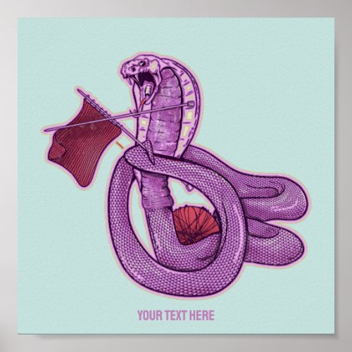Funny King Cobra Snake Rock Knitting  Poster