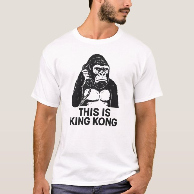 Funny King Kong Gorilla Phone Call T-Shirt (Front)