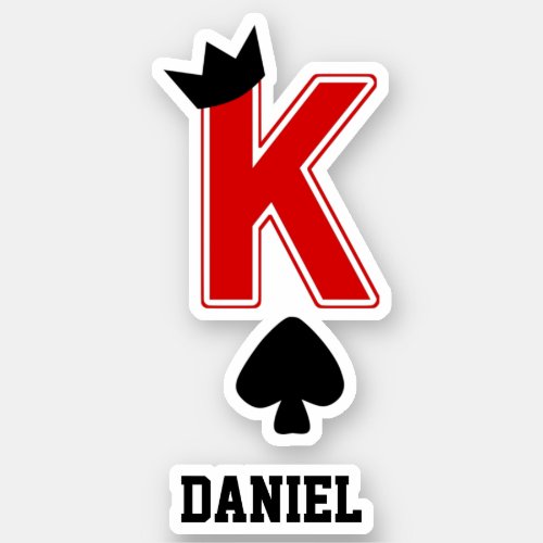 Funny King Letter K Card Crown Symbol Custom Name Sticker