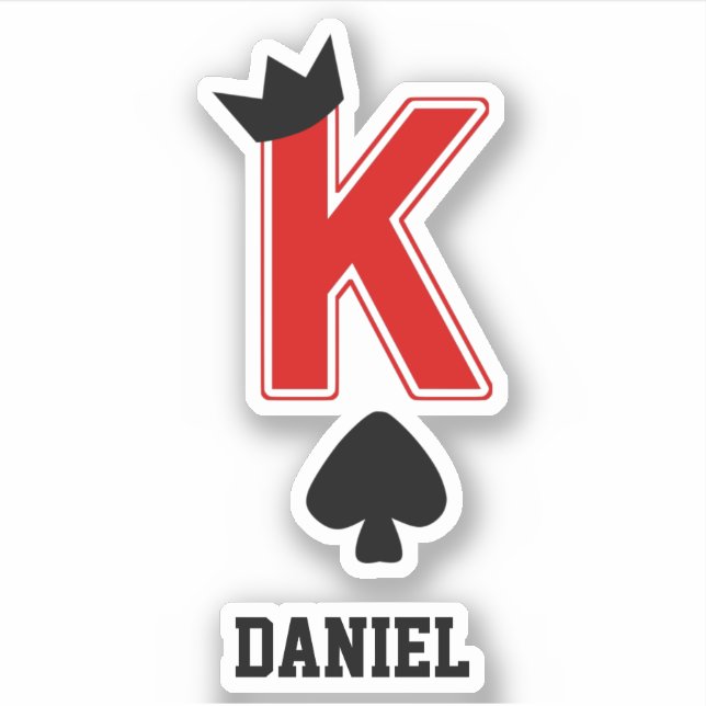 Funny King Letter K Card Crown Symbol Custom Name Sticker (Front)