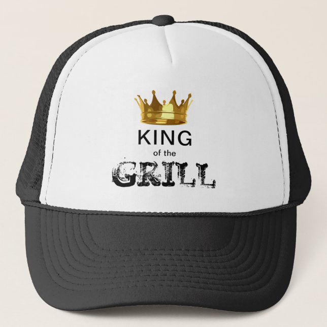 Funny King of the Grill BBQ Lover Mens Trucker Hat (Front)
