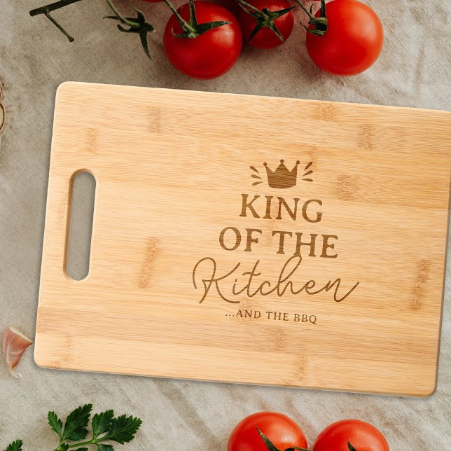 Funny King of the Kitchen & BBQ Engraved Cutting Board (Creator Uploaded)